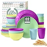Homienly 40-Piece Kichen Dinnerware Set, Wheat Straw Dinnerware Set, Plates, Bowls, Drinking Cups, Service for 8, Dishwasher & Microwave Safe Dish Set, Unbreakable Plates and Bowls Set - Memphis