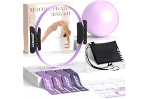 JKSHMYT Pilates Ring Kit for Women, Pilates Equipment – 14.5" Home Magic Circle Workout with Pilates Ball, Resistance Bands, Better me Pilates Essentials Starter Set for Beginners Toning Shape Full Body