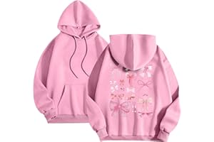 Itsame Pink Palm Puff Hoodies For Teen Girls 2024 Cute Graphic Preppy Sweatshirt Long Sleeve Drawstring Hooded Pullover Tops