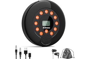 M-Amazup CD Player Portable, Rechargeable Portable CD Players for Home, Built-in Speakers and Headphones Supports CD/U Disk/AUX/A-B Repeat/LCD Display/10 Speeds/Anti Skip, for Home/Car CDP-3030