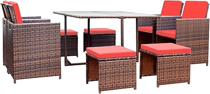 Amazon.com: Devoko Juego de 9 piezas de comedor para patio al aire