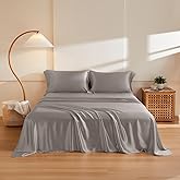 THXSILK Silk Sheet Set 4Pcs, 6A+ Top Grade 100% Natural Mulberry Silk Bed Sheets Smooth Cooling Luxury Bedding Sets Ultra Soft Durable, 1 Fitted Sheet, 1 Flat Sheet and 2 Pillow Shams (Queen, Grey)