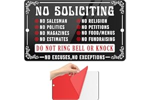 SENSI BLUE No Soliciting Sign for House Front Door Funny, Funny Dark Humor Do Not Ring Bell or Knock Signs Decor for Home Yard Office Business Apartment,Thick Acrylic Self-Adhesive Front Door Sign 7.8"x4.7"