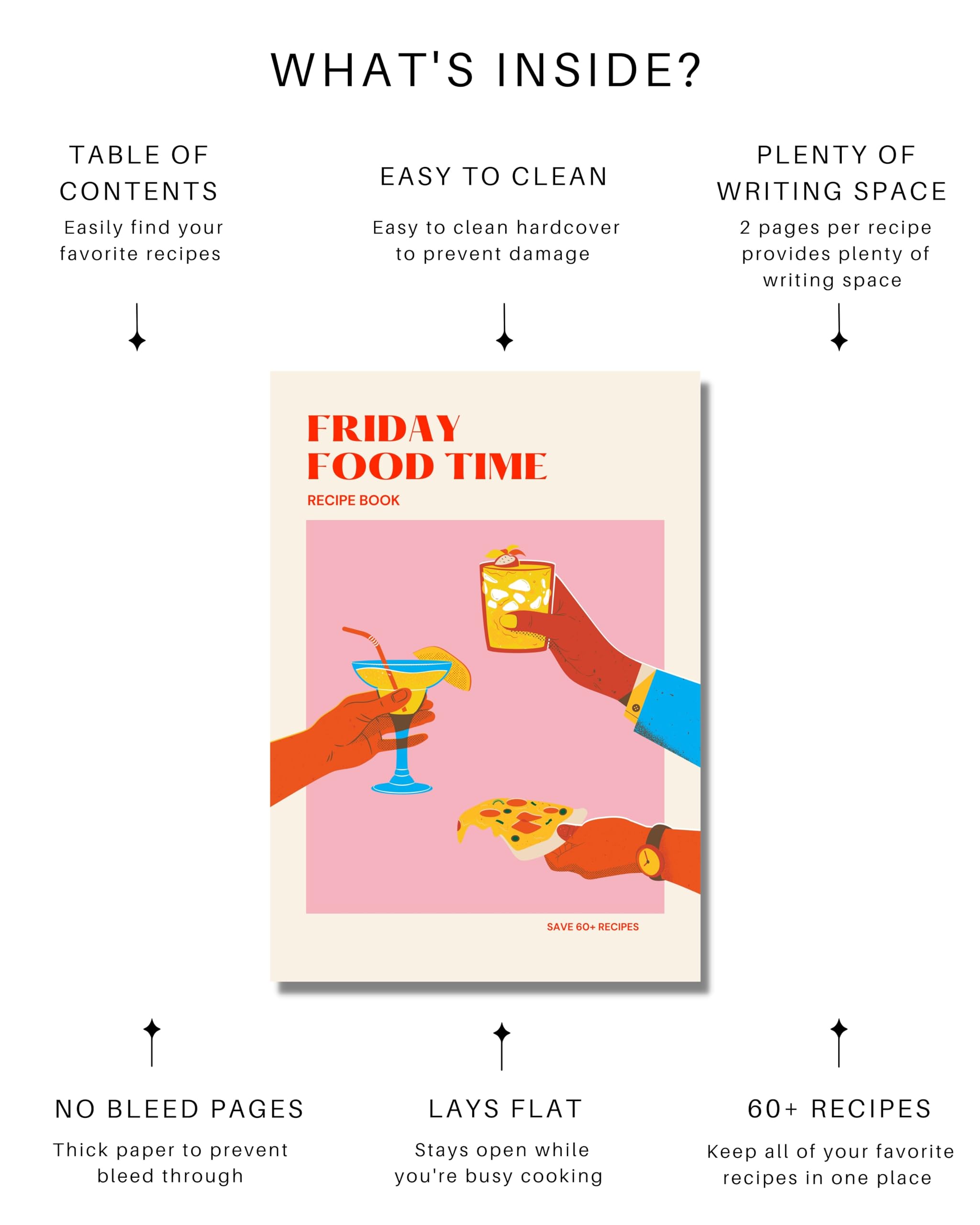 Lamare Blank Recipe Book to Write in Your Own Recipes – Cute DIY Cookbook & Recipe Journal – Perfect Blank Recipe Notebook for Family Keepsakes