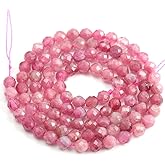 Natural Stone Beads Faceted Pink Tourmaline Stone Loose Beads 4mm 15 inches for Jewelry Making Necklace Charms Decoration Gift