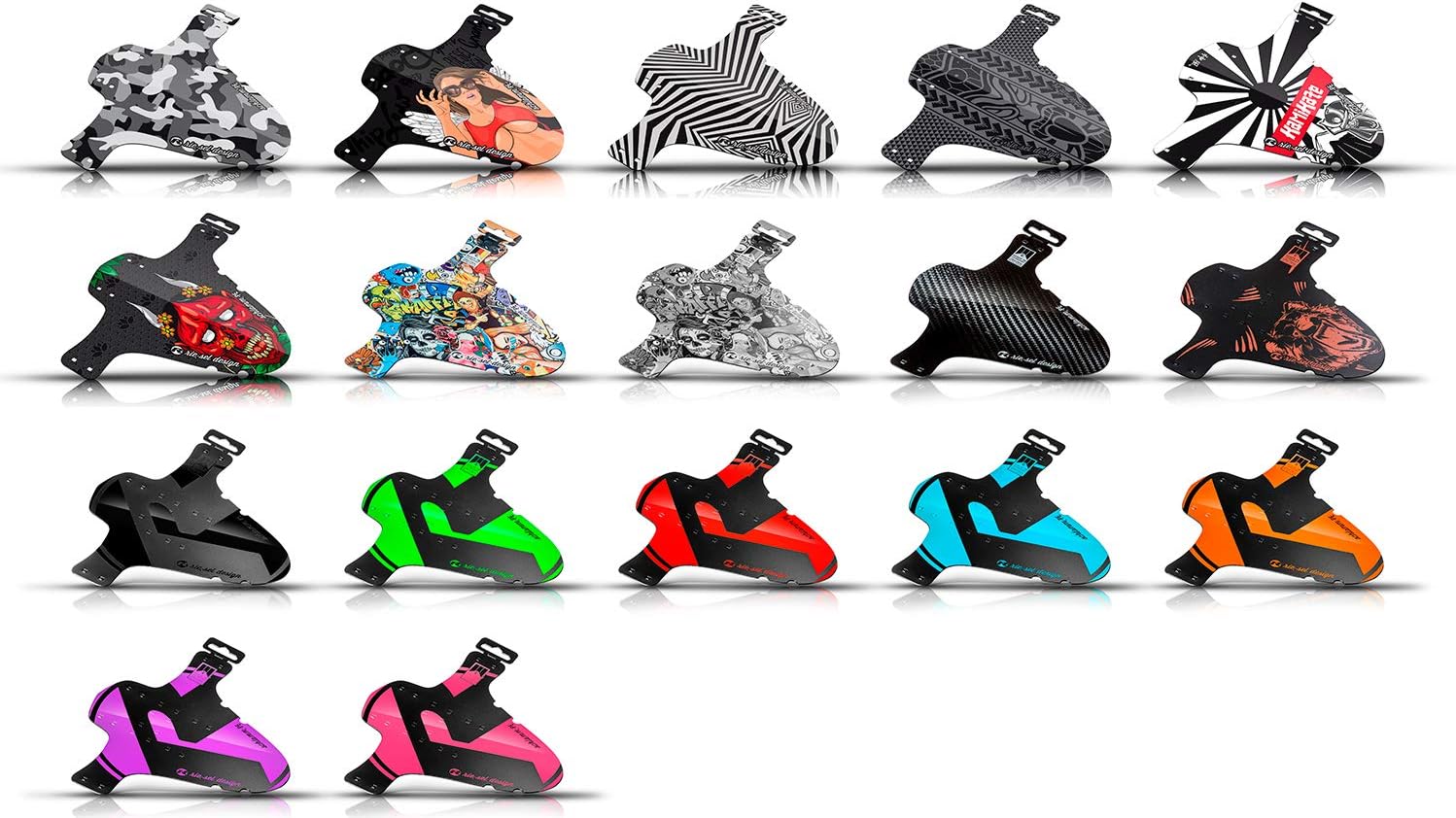 Riesel Design Schlamm:PE Mountainbike Enduro Style Front & Rear Bike Mudguards Cabletie Decals