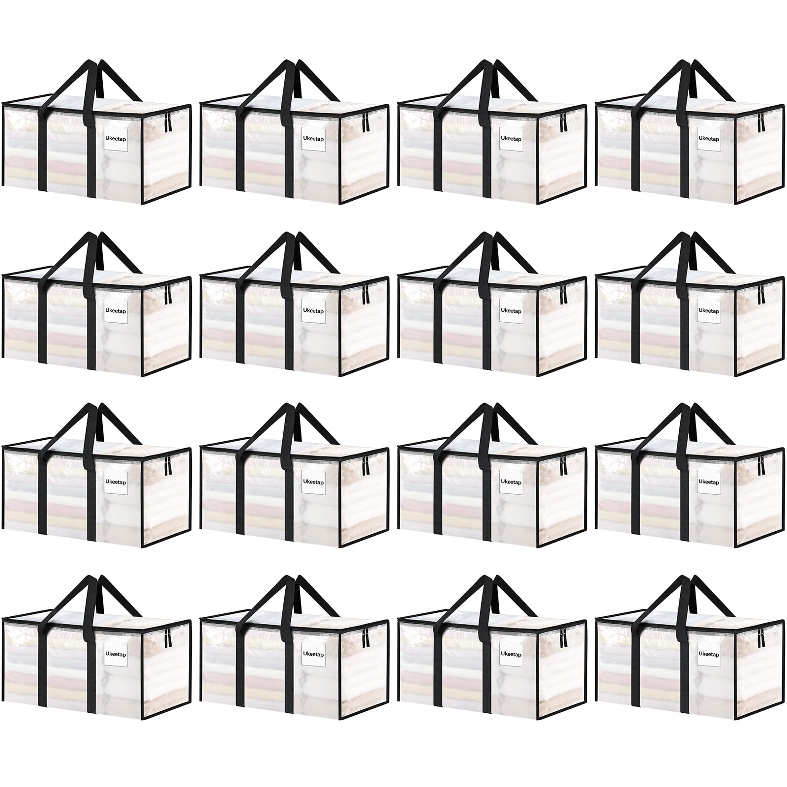 Photo 1 of 16 Pack Extra Large Heavy Duty Moving Bags, Clear Storage Bins with Lids, Reinforced Handles & Heavy-Duty Zippers Moving Boxes Storage Bags Totes for Clothes Packing, Dorms, College Supplies, Clear