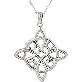 Jewelry Trends Sterling Silver Celtic Quaternary Moon Luck Knot Pendant on 18 Inch Box Chain Necklace