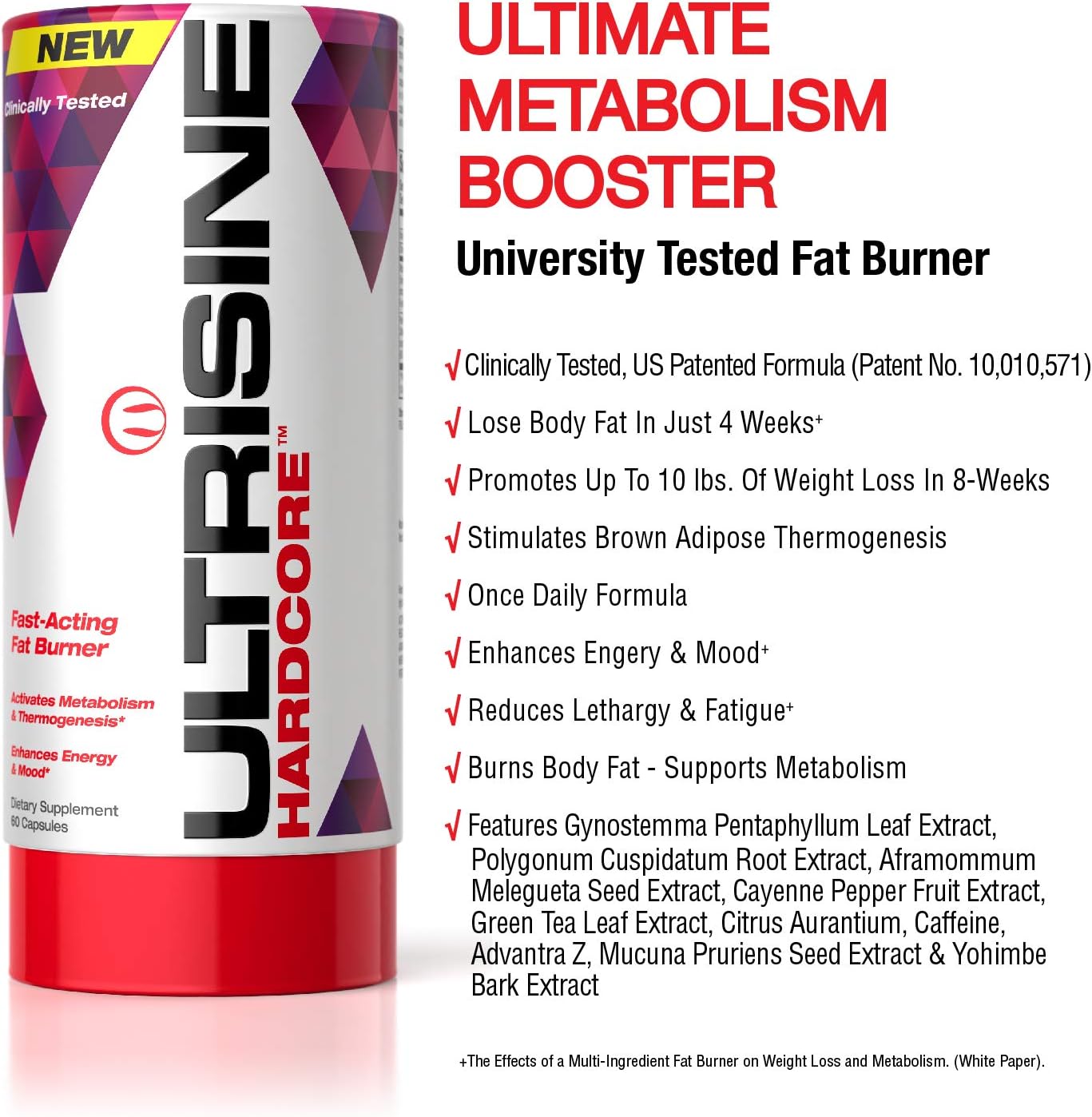 Mhp Ultrisine Hardcore Clinically Tested Fat Burner, Boosts Metabolism, Enhances Energy & Mood, Stimulates Thermogenic Weight Loss, 60Count: Health & Personal Care