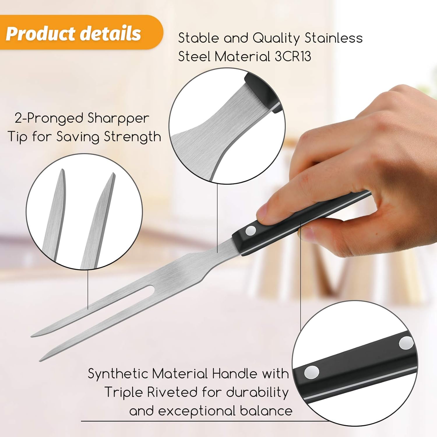 2 Pieces Carving Fork Pot Forks Stainless Steel Meat Serving Fork with