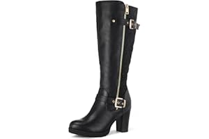 mysoft Women's Knee High Boots Fashion Chunky Block Heel Warm Winter Boots with Side Zippers