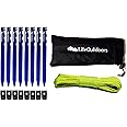 LITEOUTDOORS Ultralight Tent Stake Kit - 8 Aluminum Tent Pegs, 60' Reflective Guy Line, 8 Cord Tensioners - for Backpacking, Hiking, Camping