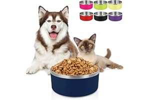 LIHONG Dog Bowls,Stainless Steel Dog Bowls for Large Dogs,Dog Food Water Bowls with Non Slip Rubber Bottom,Pet Feeding Bowl,Double Wall Insulated,Rustproof(64oz,Blue)