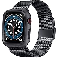 CNHOCPC Compatible with Apple Watch SE Series 6/5/4 44mm Band and Hard Case Built in Tempered Glass Screen Protector…