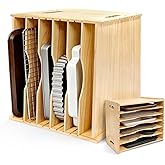 6 Tier Wooden Tray Dividers for Cabinets, Cookie Sheet Organizer 15.7" W x 16.5" H x 12.6" D Baking Sheets, Pans and Cutting Boards Organizer for Kitchen Cabinets or Countertop
