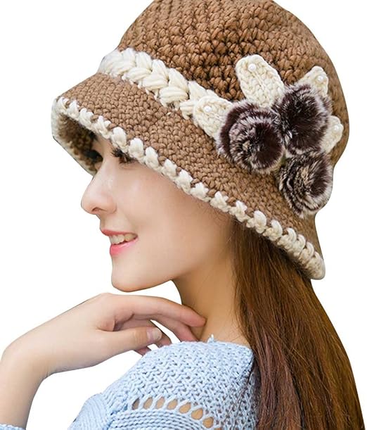 womens knit hats with flowers
