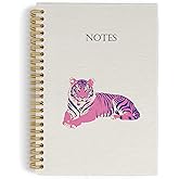 YLZlhb Trendy Funky Preppy Tiger Spiral Notebook Journal, Pink Preppy Girly Notebooks for Work School Office, Tiger Gifts for Women, Trendy Aesthetic Spiral Journal 5.5x8.3 Inches
