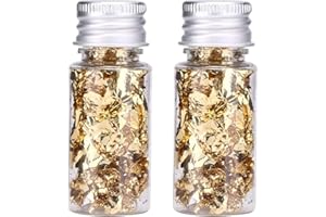 ARTIFRESCO Edible Gold Leaf, Edible Gold Flakes Multifunctional Bottled Decorative Gold Foil Paper for Food Dessert Cake Ice Cream Decoration Crafts Gold Foil Paper Mask