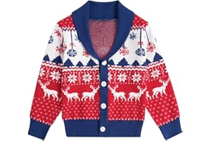 UNICOMIDEA Baby Boys Christmas Cardigan Sweater Toddler Kids Cute Reindeer Knitted Xmas Jumper 12M-4T