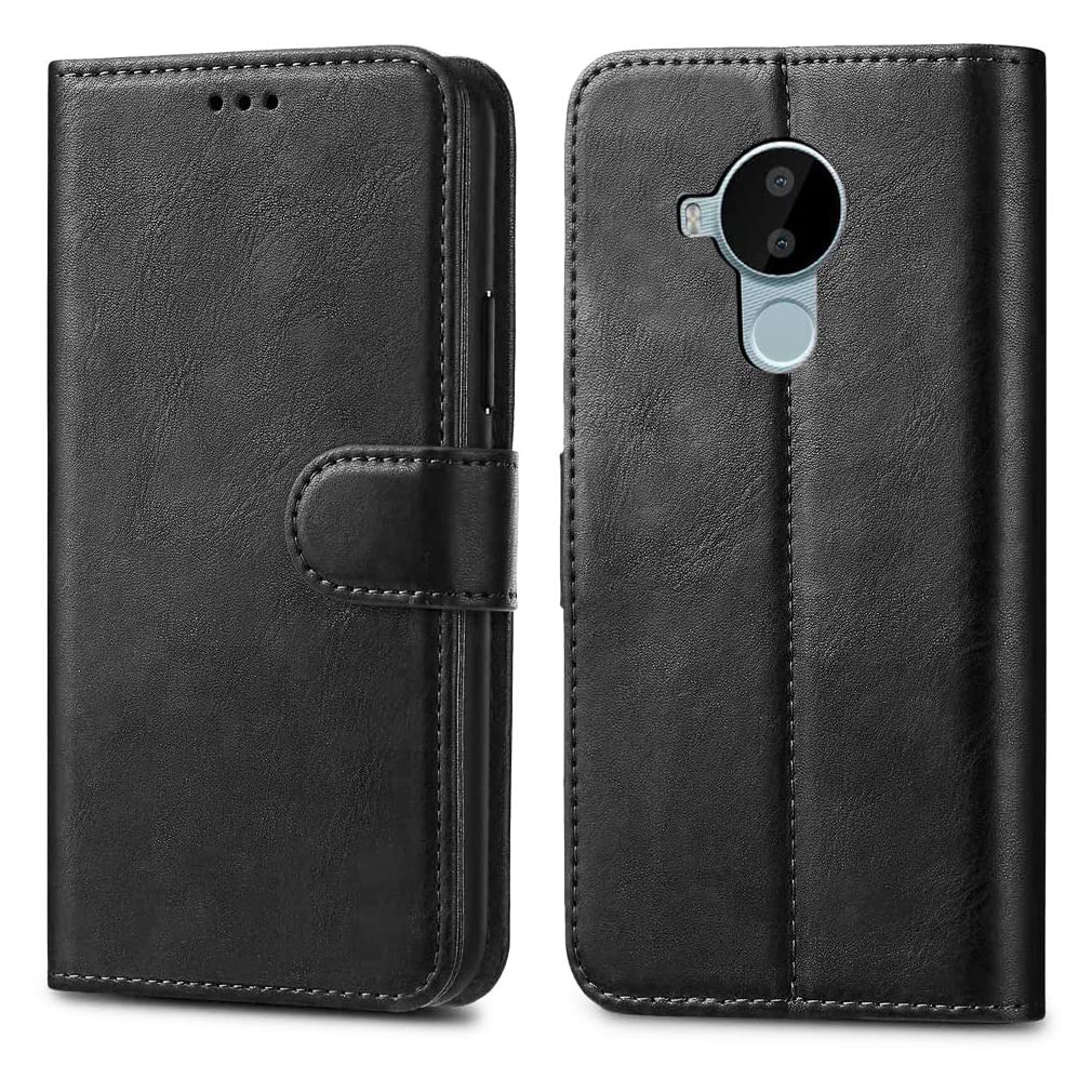 GAPlus Nokia C30 Leather Case - Premium Wallet Case Leather Flip Cover For Nokia C30 [Card Holder] [Magnetic Closure] Black