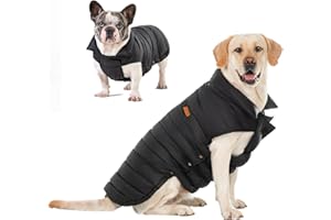 SPACE LION Dog Puffer Jacket, Down Dog Winter Coat, Waterproof, Windproof, Lightweight Dog Jacket, Adjustable Fit Dog Coat for Small, Medium, and Large Dogs(Black,2XL)