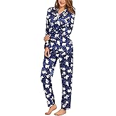 SWOMOG Womens Silk Satin Pajamas Set Long Sleeve Sleepwear Two Pieces Loungewear Set Button-Down Contrast Pjs Set