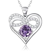 CREENCIA Birthstone Infinity Heart Pendant Necklace for Women - Sterling Silver Heart Pendant, Perfect Anniversary, Birthday, or 'I Love You' Gift for Wife or Girlfriend, Timeless Jewelry She’ll Adore