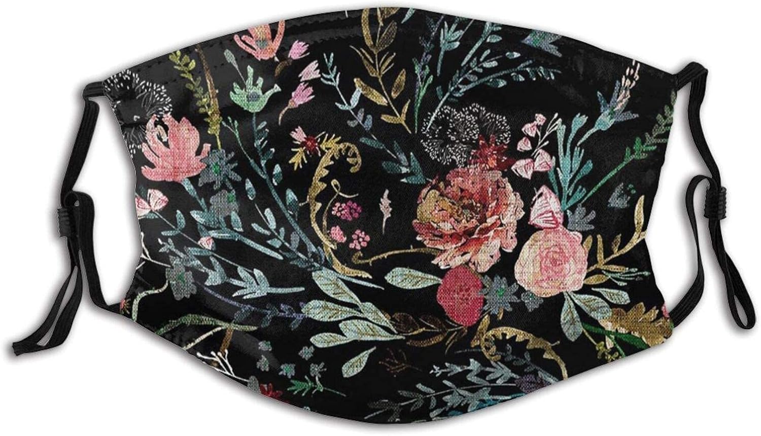 Rose Flower face mask Midnight Floral Painting Flowers mask