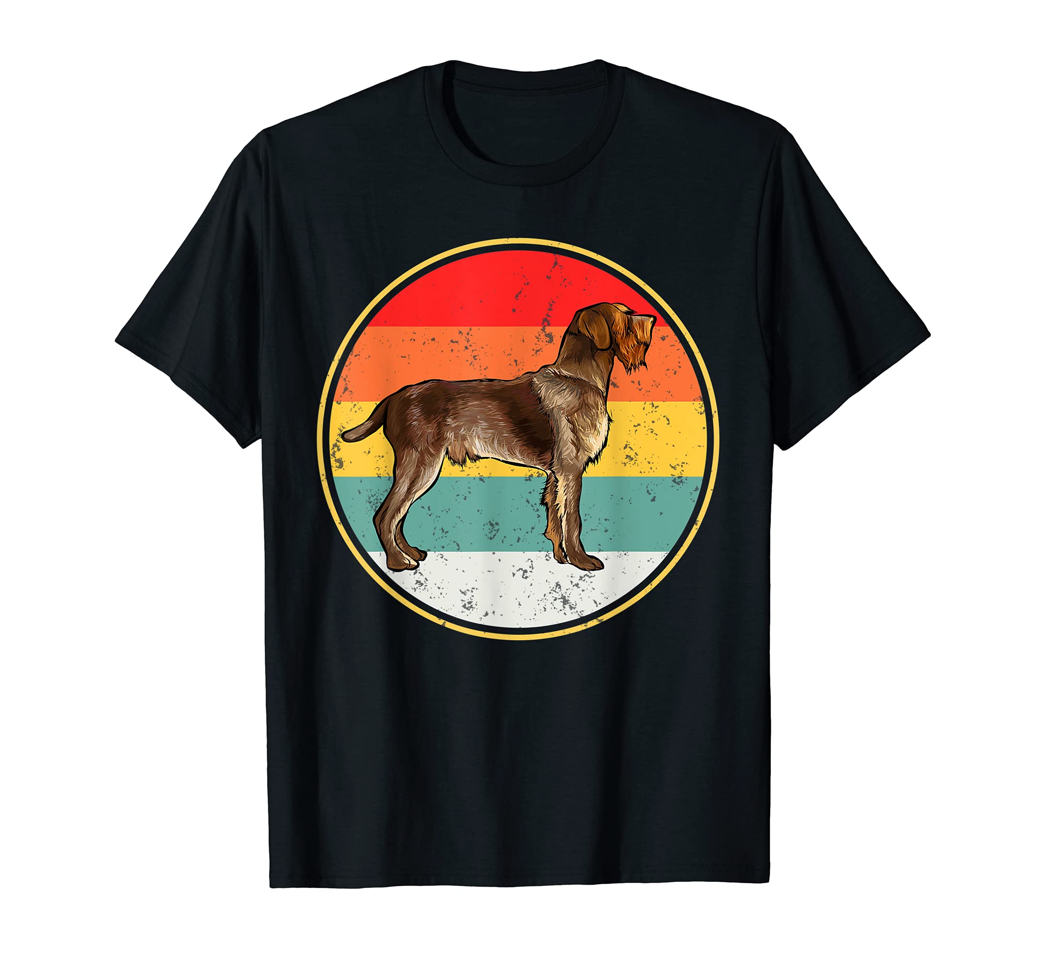 Vintage Retro Sunset Wirehaired Pointing Griffon Dog T-Shirt