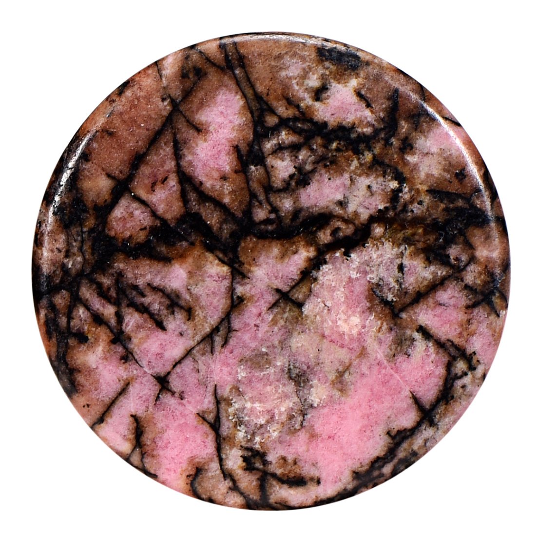 Morella Women Coin 33 mm 1.3" Gemstone Rhodonite Chakra Plate Necklace Pendant and to gain Strength