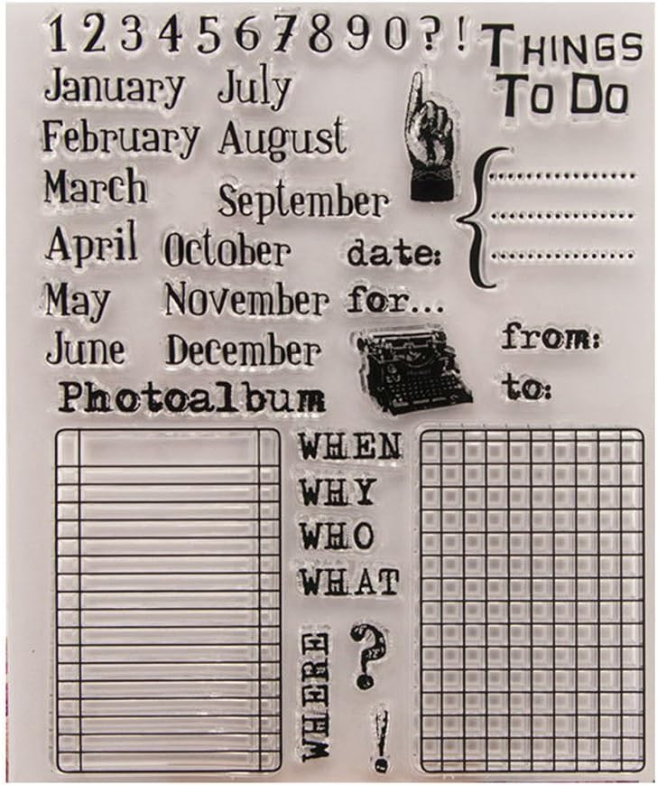 Hoxin Month Clear Silicone Stamps DIY Scrapbook Journals Photo Album Cling Seal Art Craft Embossing Decor