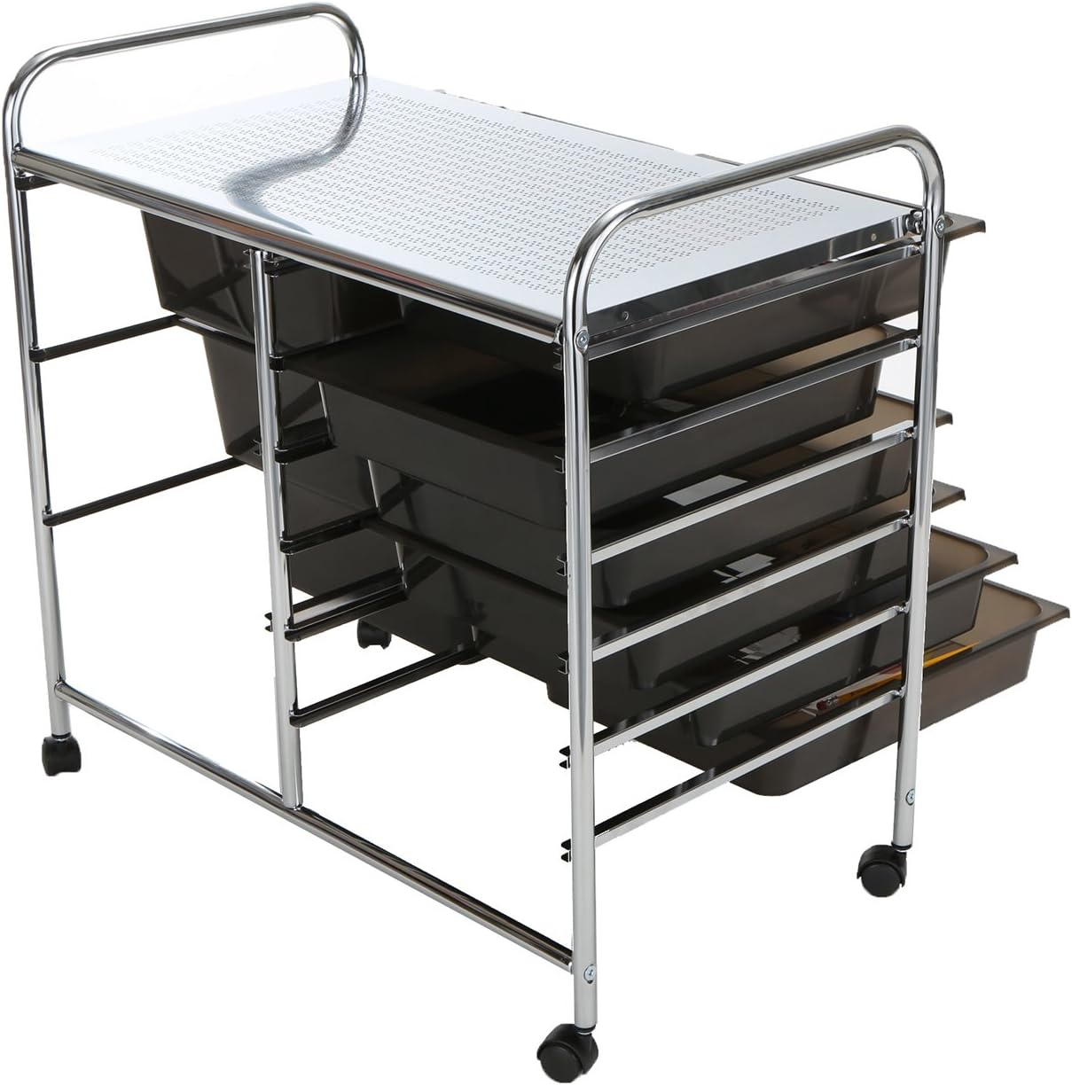 Mind Reader Storage Drawer Rolling Utility Cart, 9 Drawer Organizer, Black: Kitchen & Dining