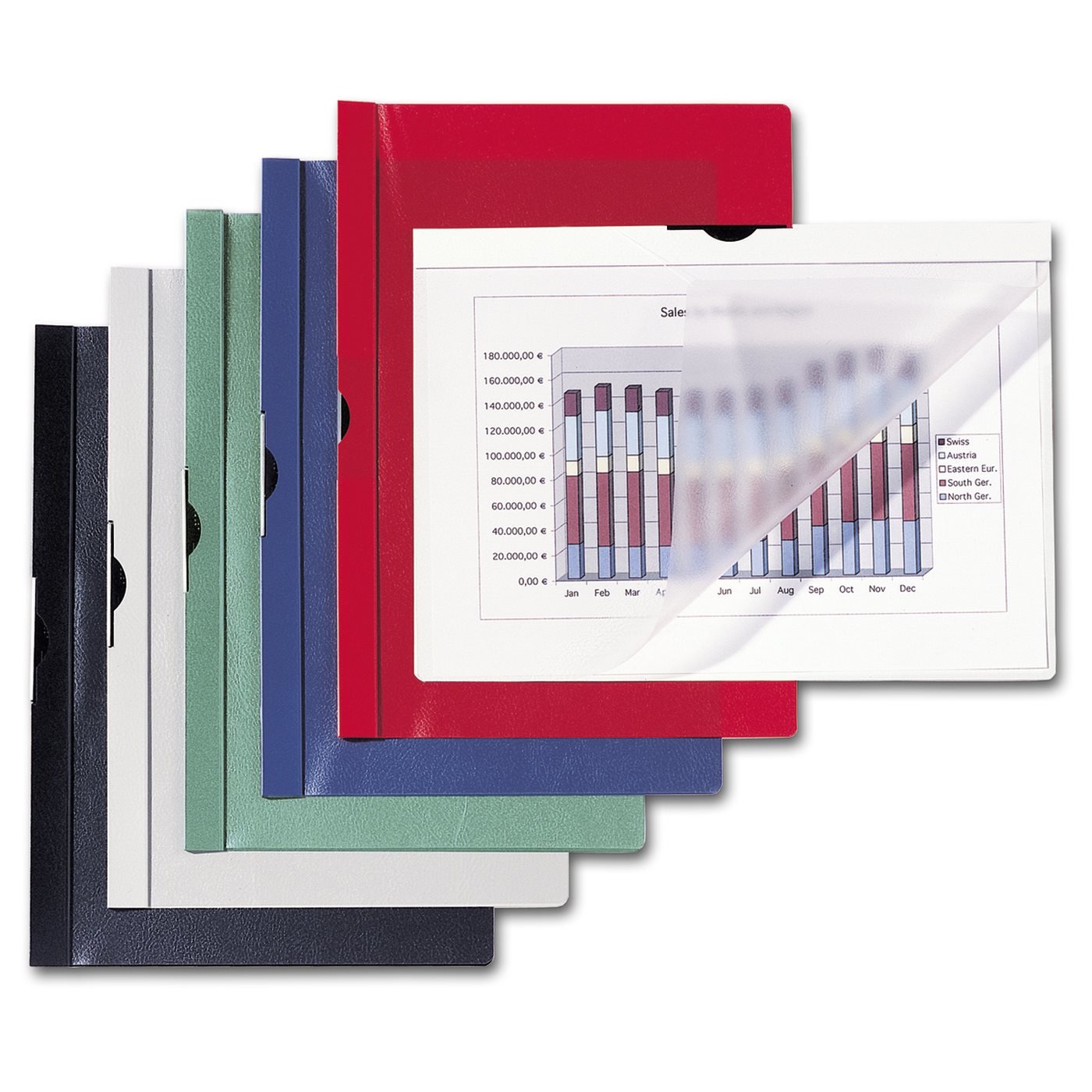 Rexel 14650091 Clip Folder PVC for 30 Sheets A4 Set of 10 Black with