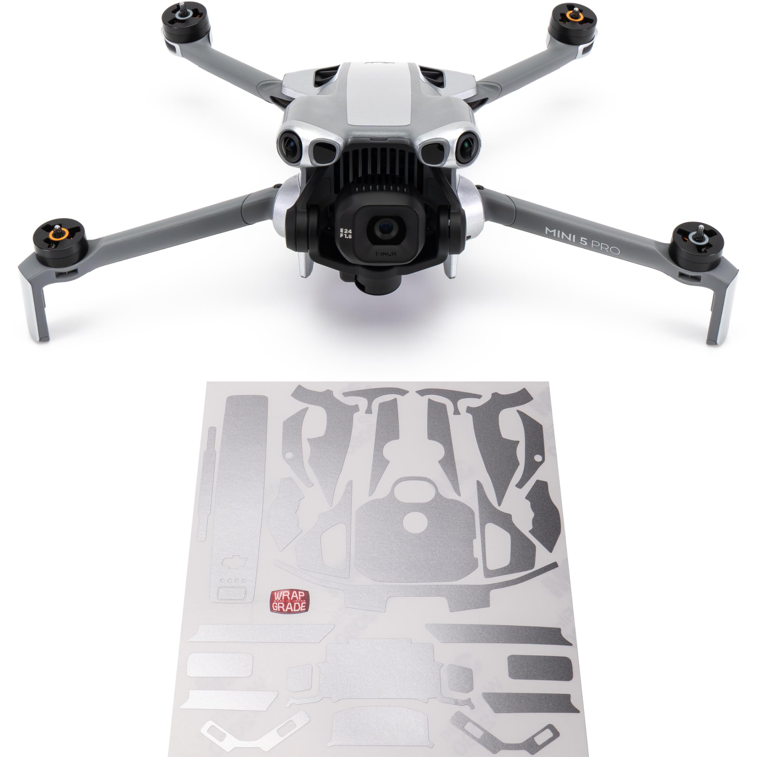 WRAPGRADE Skin Stickers Compatible with DJI Mini 5 Pro Accent Colour (Airforce Silver)
