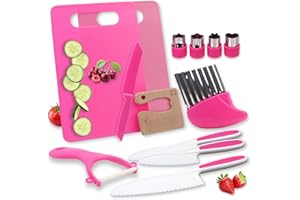 WATERSUMMER Montessori Kitchen Tools Toys Gifts for Kids Girls 4 5 6 7 8 9 10 Years Old, Real Cooking Safe Knives Set, Birthday Gift for Kids Valentine
