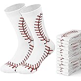 Shihanee 12 Pairs Funny Baseball Socks Bulk for Men Boys Novelty Baseball Gifts Athletic Sports Crew Socks for Team Coach Birthday Players Accessories