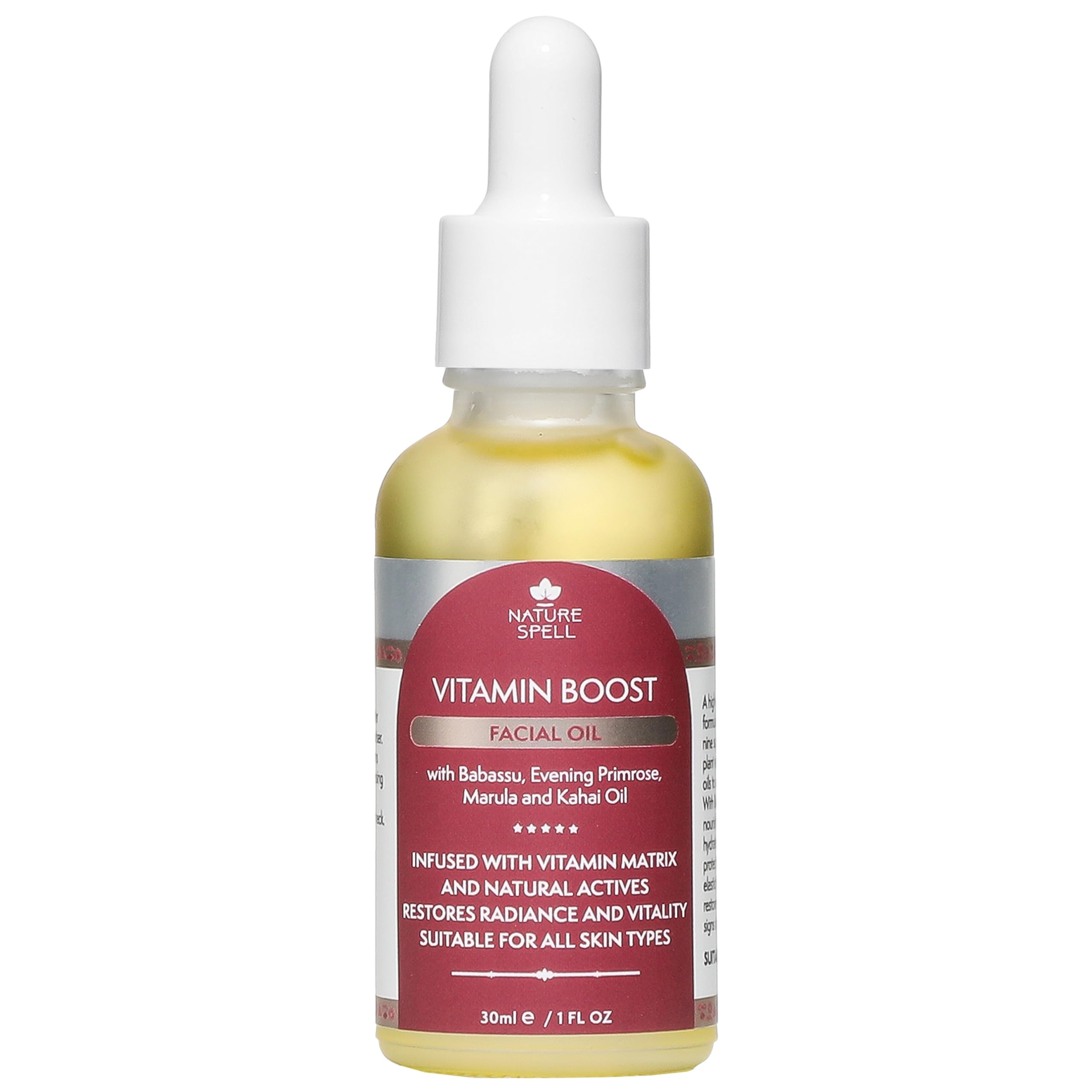 Nature Spell Vitamin Boost Face Oil, Deep Hydration & Improves Skin Texture, Helps Lock in Moisture, Infused with Zinc & Aloe vera, For All Skin Types, Vegan Skincare, 30ml