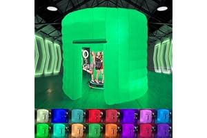 CZGBRO Round Inflatable 360 Photo Booth Enclosure, Portable 16 Colors Shooting Tent for 360 Photo Booth Machine with 2 Doors, Inner Air Blower, Remote Controll for Wedding Parties(White,10 * 10 * 9ft)