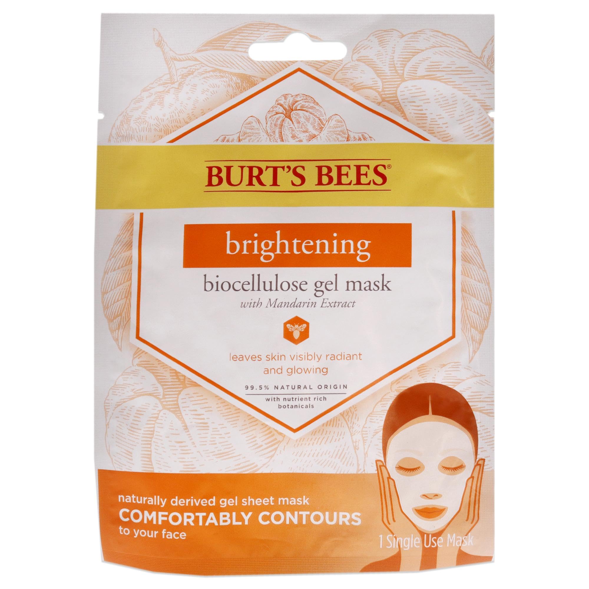 Burts Bees Brightening Biocellulose Gel Face Mask for Women 1 Pc Mask