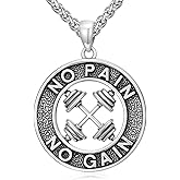 Lattd Dumbbell Necklace 925 Sterling Silver Weightlifting Barbell Pendant Fitness Gym Necklace for Men