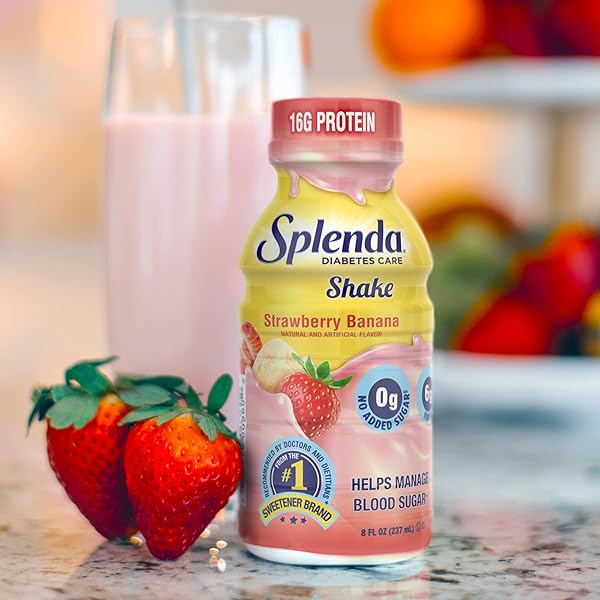 SPLENDA DIABETES CARE SHAKES – MEAL REPLACEMENT SHAKE, 8 FLUID OUNCES PER BOTTLE (STRAWBERRY BANANA, 6 PACK)