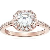 Amazon Essentials Sterling Silver Infinite Elements Cubic Zirconia Asscher Center Halo Ring , (previously Amazon Collection)