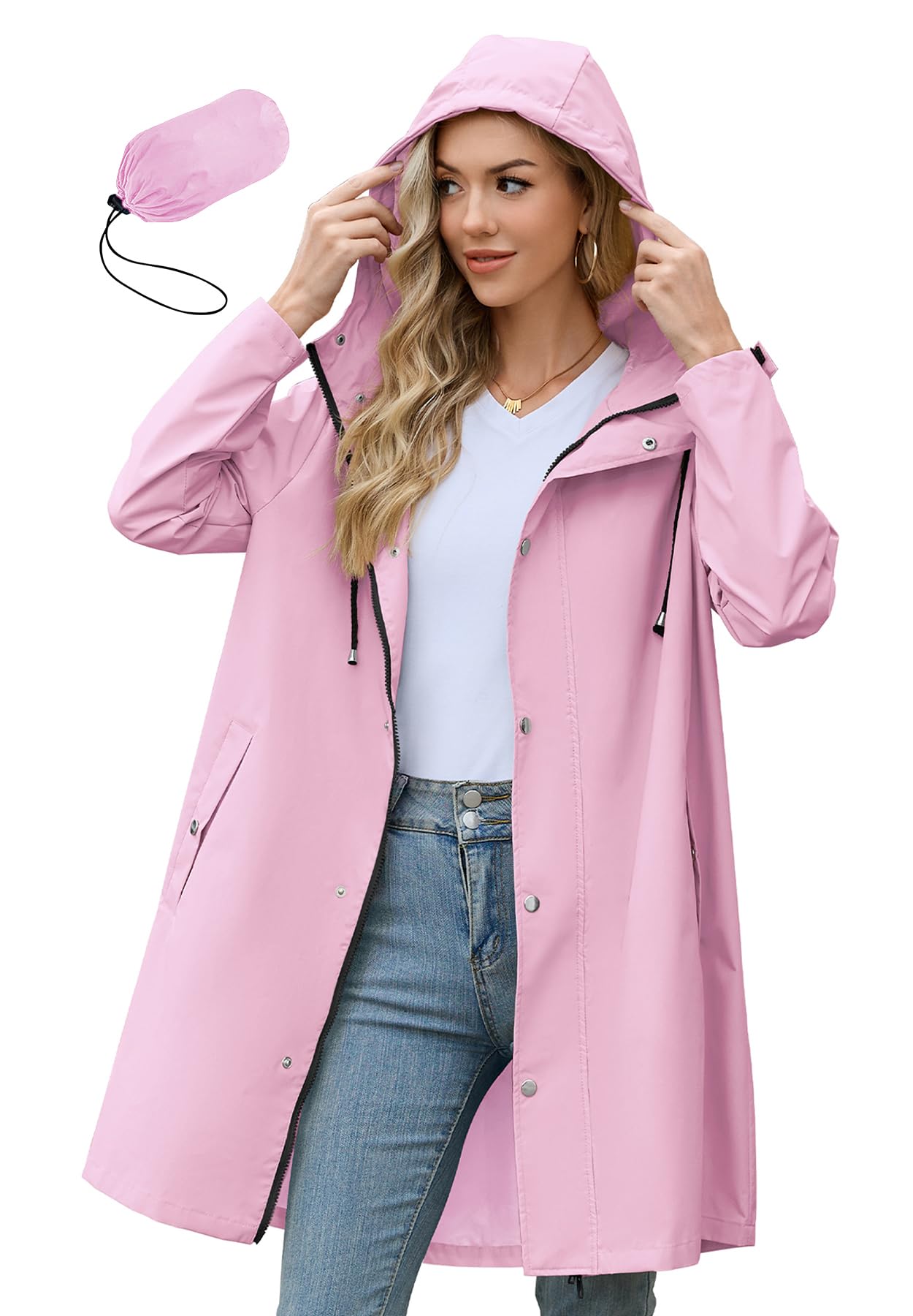 Zando Womens Rain Jacket with Hood - Travel Rain