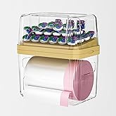 ZZWILLB 2-in-1 Trash Bag Dispenser & Laundry/Dishwasher Pods Container, Clear Acrylic Garbage Bag Organizer with Removable Lids, Under Sink Kitchen Storage Box