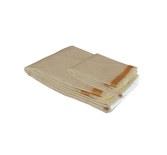 Men's Pure Silk Dhoti with Angavastiram (Shalya) off-White | Free Size