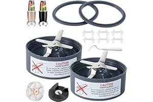 GUANQIAO 2-Pack Replacement Extractor Blade Set, Fit for NutriBullet 600w/ 900w Pro Series Blender with Food-grade Silicone Rubber Gaskets Seal Ring for NutriBullet Blender Blade Replacement Parts