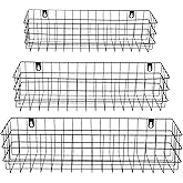 Farmlyn Creek Wall Storage Basket Organizer - Black Metal 3-Piece Set (Small, Medium & Large) - Wire Baskets for Wall - Space-Saving Kitchen & Bathroom Storage