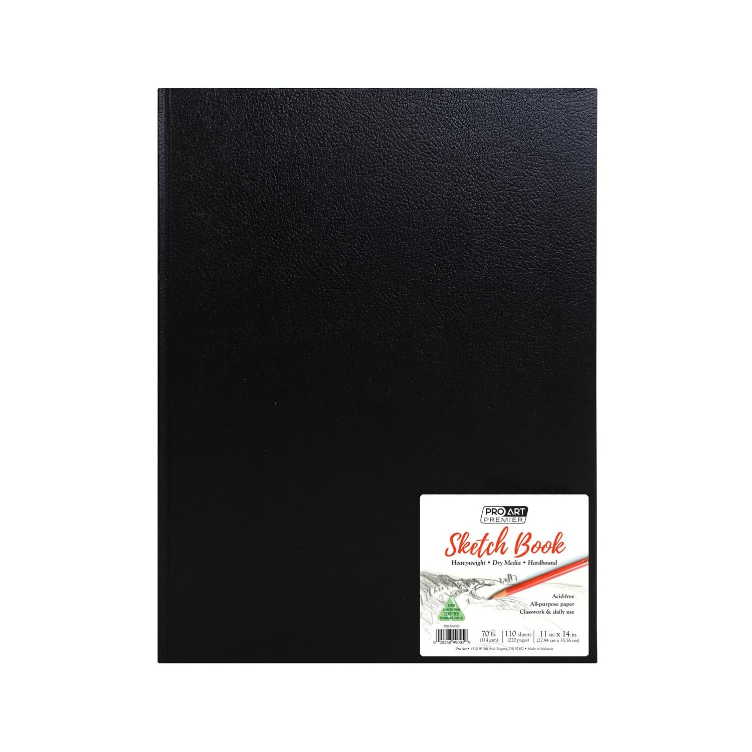 PRO ART Hard Bound Sketch Book 11 x 14-inch, 110 Sheets, Paper, Black