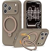 LEKMOTIN Compatible with iPhone 17 Pro Case 6.3'' with 360 Spin Magnetic Ring Stand[Compatible with Mag-Safe] Soft Liquid Silicone 17 Pro Case for Men Women,Desert Gold