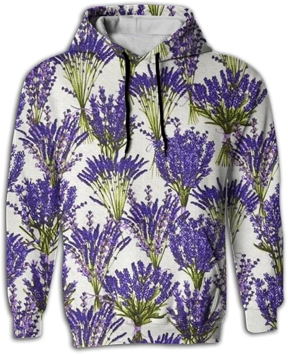 Amazon ラベンダー柄 パーカー メンズ スウェット 秋冬 大きいサイズ 長袖 トップス プルパーカー カジュアル オリジナルプリント 通販